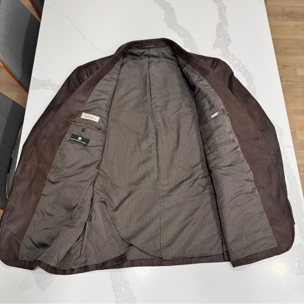 Calvin Klein Striped Brown Blazer - Picture 3 of 6